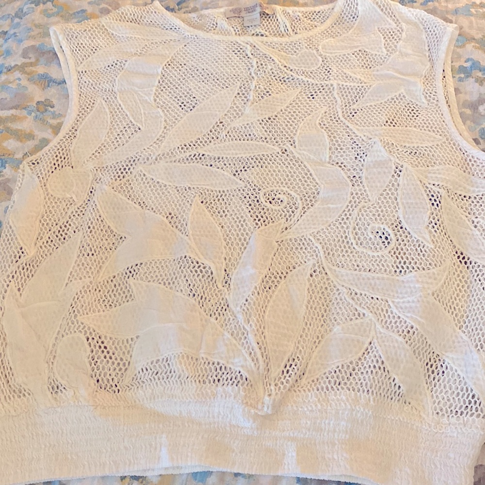 Womens Vintage America Size S, White Crochet Top